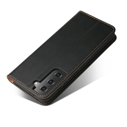 For Samsung Galaxy S21+ 5G Fierre Shann PU Genuine Leather Texture Horizontal Flip Leather Case with Holder & Card Slots & Wallet(Black) - Galaxy S21+ 5G Cases by FIERRE SHANN | Online Shopping UK | buy2fix