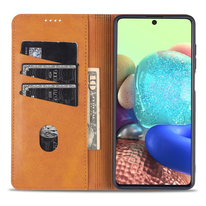 For Samsung Galaxy A12 AZNS Magnetic Calf Texture Horizontal Flip Leather Case with Card Slots & Holder & Wallet(Light Brown) - Galaxy Phone Cases by AZNS | Online Shopping UK | buy2fix