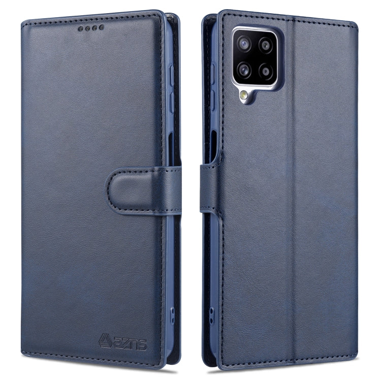 For Samsung Galaxy A12 AZNS Calf Texture Horizontal Flip Leather Case with Holder & Card Slots & Wallet & Photo Frame(Blue) - Galaxy Phone Cases by AZNS | Online Shopping UK | buy2fix