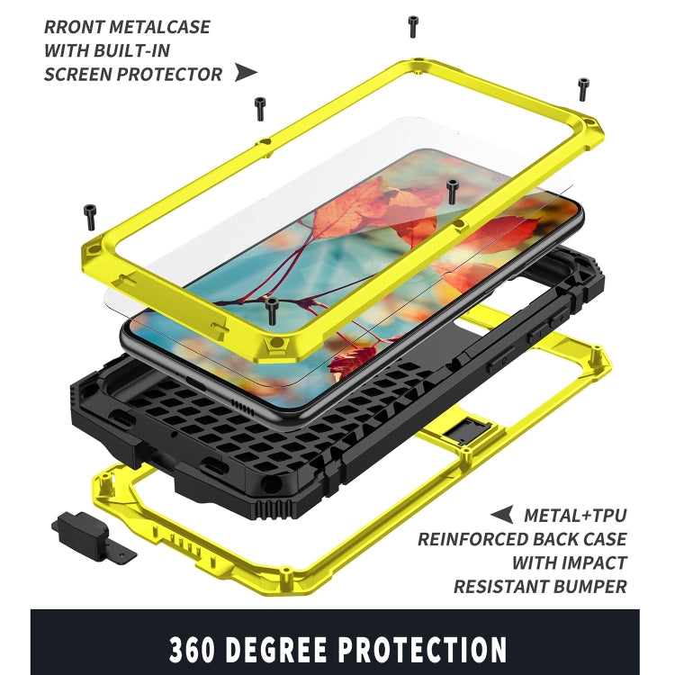 For Samsung Galaxy S21 5G R-JUST Shockproof Waterproof Dust-proof Metal + Silicone Protective Case with Holder(Yellow) - Galaxy S21 5G Cases by R-JUST | Online Shopping UK | buy2fix