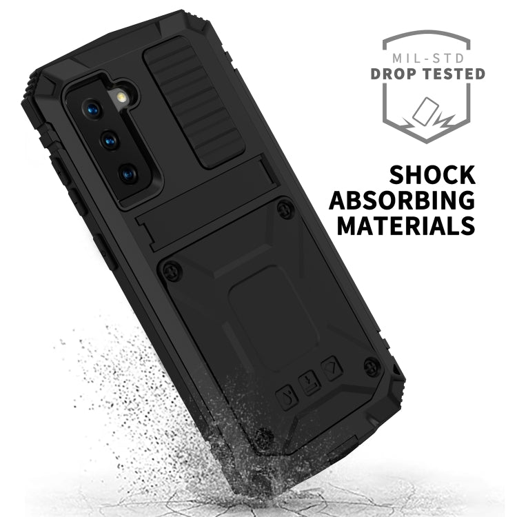 For Samsung Galaxy S21+ 5G R-JUST Shockproof Waterproof Dust-proof Metal + Silicone Protective Case with Holder(Black) - Galaxy S21+ 5G Cases by R-JUST | Online Shopping UK | buy2fix