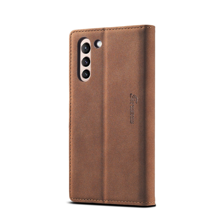 For Samsung Galaxy S21 5G Forwenw F1 Series Matte Strong Magnetism Horizontal Flip Leather Case with Holder & Card Slots & Wallet & Photo Frame(Brown) - Galaxy S21 5G Cases by Forwenw | Online Shopping UK | buy2fix