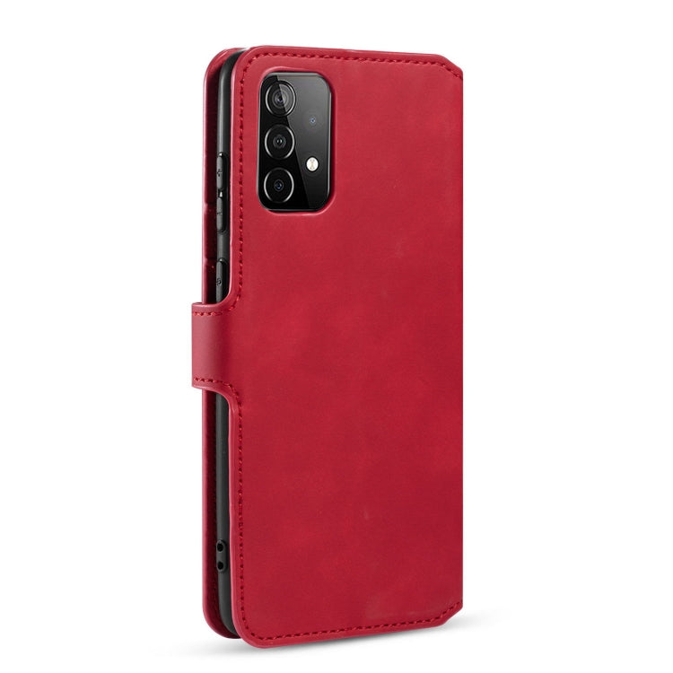 For samsung Galaxy A52 5G / 4G DG.MING Retro Oil Side Horizontal Flip Leather Case with Holder & Card Slots & Wallet(Red) - Galaxy Phone Cases by DG.MING | Online Shopping UK | buy2fix