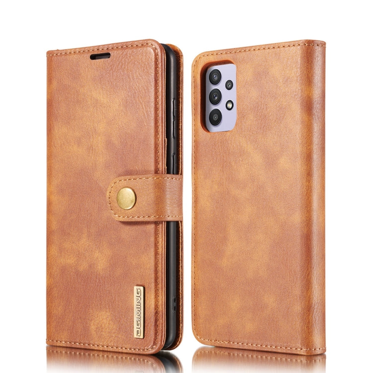 For Samsung Galaxy A32 5G DG.MING Crazy Horse Texture Flip Detachable Magnetic Leather Case with Holder & Card Slots & Wallet(Brown) - Galaxy Phone Cases by DG.MING | Online Shopping UK | buy2fix