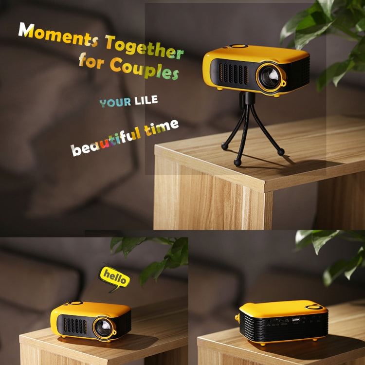 TRANSJEE A2000 320x240P 1000 ANSI Lumens Mini Home Theater HD Digital Projector, Plug Type: EU Plug(Yellow) - Consumer Electronics by buy2fix | Online Shopping UK | buy2fix