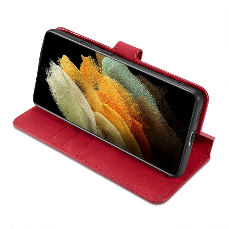 For Samsung Galaxy S21 Ultra 5G DG.MING Retro Oil Side Horizontal Flip Case with Holder & Card Slots & Wallet(Red) - Galaxy S21 5G Cases by DG.MING | Online Shopping UK | buy2fix