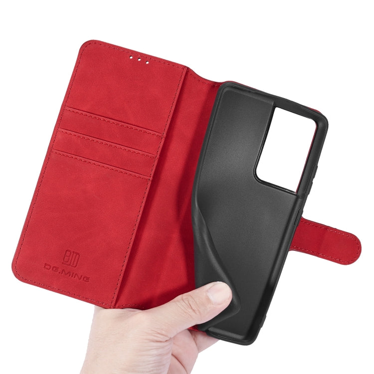 For Samsung Galaxy S21 Ultra 5G DG.MING Retro Oil Side Horizontal Flip Case with Holder & Card Slots & Wallet(Red) - Galaxy S21 5G Cases by DG.MING | Online Shopping UK | buy2fix