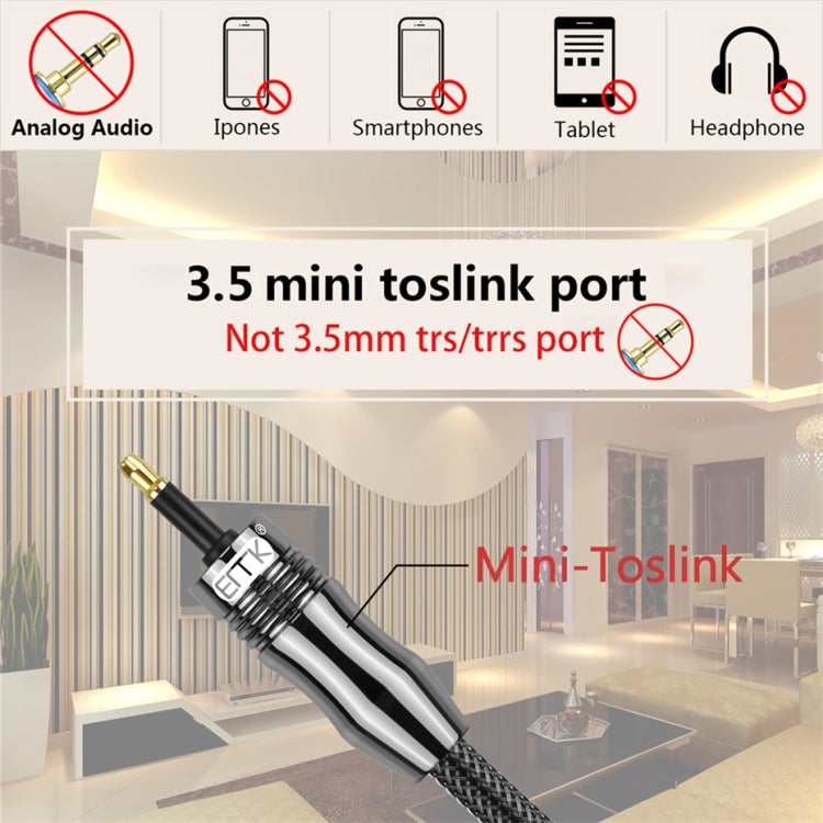 EMK OD6.0mm 3.5mm Digital Sound Toslink to Mini Toslink Digital Optical Audio Cable, Length:5m -  by EMK | Online Shopping UK | buy2fix