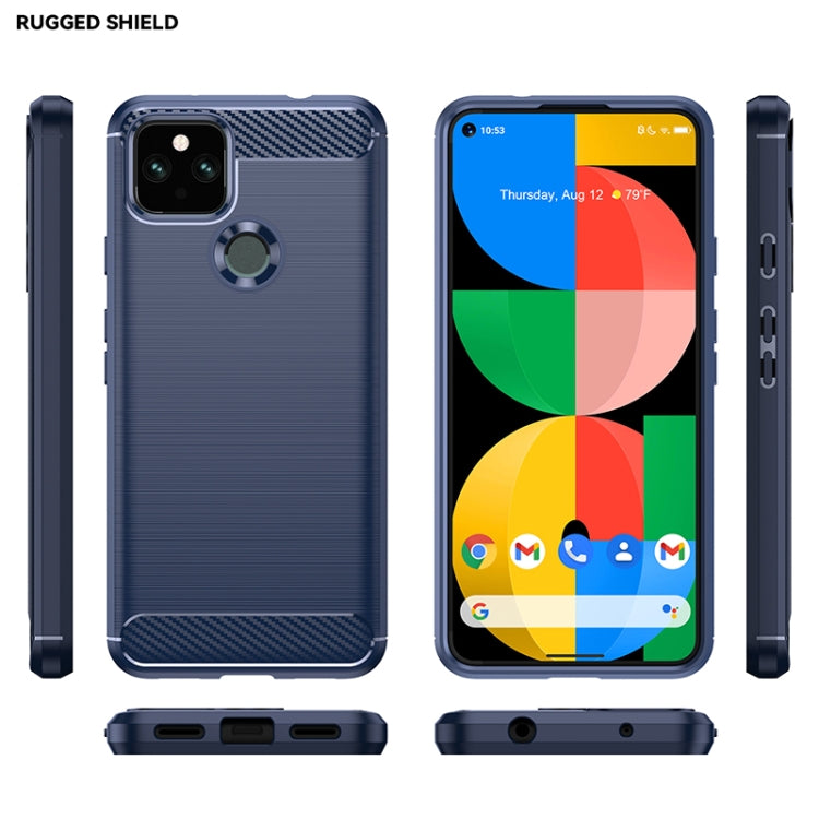 For Google Pixel 5a Brushed Texture Carbon Fiber TPU Case(Navy Blue) - Google Cases by buy2fix | Online Shopping UK | buy2fix