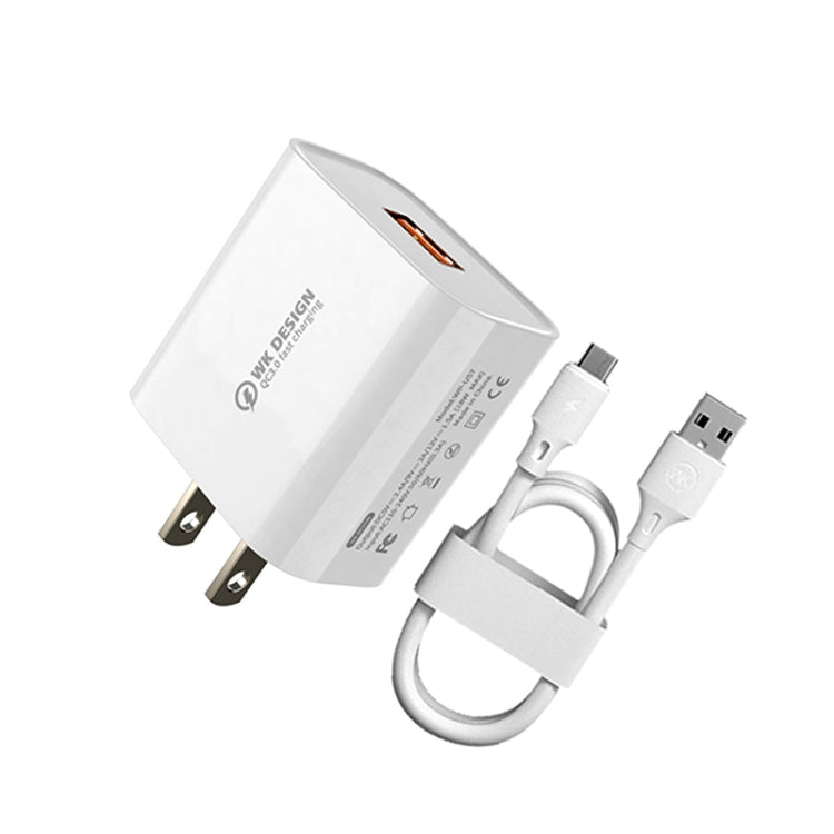 WK WP-U57 18W Speed QC3.0 Fast Charger + USB to Type-C / USB-C Data Cable, Plug Type:US Plug - USB Charger by WK | Online Shopping UK | buy2fix