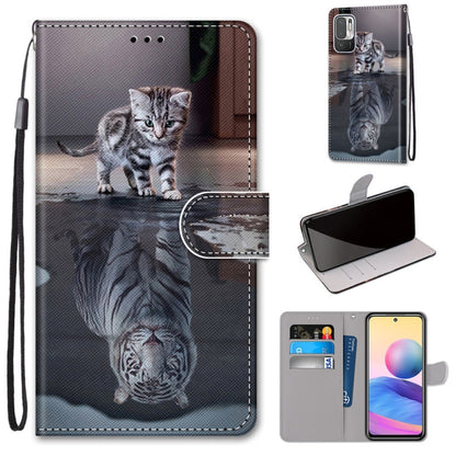 For Xiaomi Redmi Note 10 5G Coloured Drawing Cross Texture Horizontal Flip PU Leather Case with Holder & Card Slots & Wallet & Lanyard(Cat Becomes Tiger) - Xiaomi Cases by buy2fix | Online Shopping UK | buy2fix