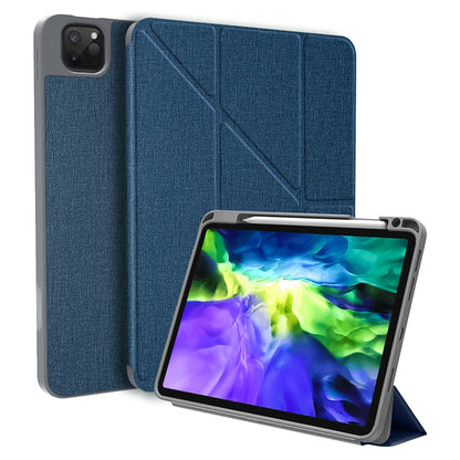 For iPad Pro 12.9 2022 / 2021 / 2020 Mutural Multi-fold Smart Leather Tablet Case(Blue) - iPad Pro 12.9 (2022/2021) Cases by Mutural | Online Shopping UK | buy2fix