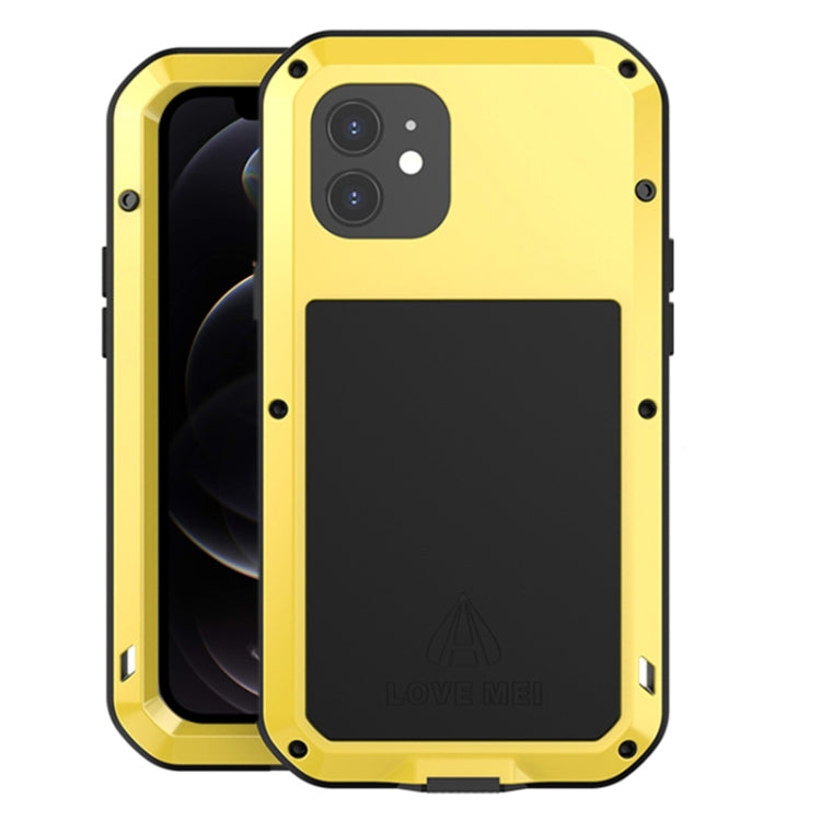 For iPhone 12 LOVE MEI Metal Shockproof Life Waterproof Dustproof Protective Case(Yellow) - iPhone 12 / 12 Pro Cases by LOVE MEI | Online Shopping UK | buy2fix