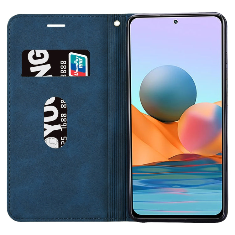 For Xiaomi Redmi Note 10 Pro Frosted Business Magnetic Horizontal Flip PU Leather Case with Holder & Card Slot & Lanyard(Blue) - Xiaomi Accessories by buy2fix | Online Shopping UK | buy2fix