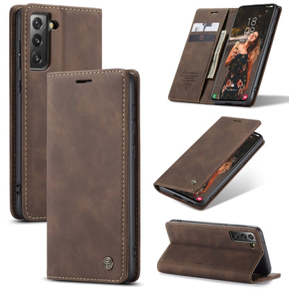 For Samsung Galaxy S21 FE CaseMe 013 Multifunctional Horizontal Flip Leather Case, with Card Slot & Holder & Wallet(Coffee) - Galaxy Phone Cases by CaseMe | Online Shopping UK | buy2fix