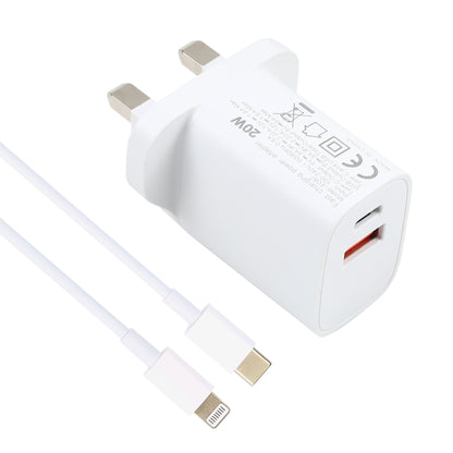 E087 20W USB-C / Type-C + USB Ports Charger with 100W Type-C to 8 Pin Fast Charging Cable 1m, UK Plug - USB Charger by buy2fix | Online Shopping UK | buy2fix