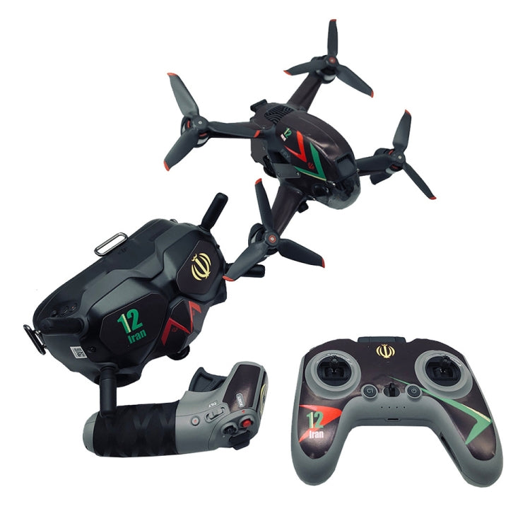 FPV-TZ-SF 4 in 1 Waterproof Anti-Scratch Decal Skin Wrap Stickers Personalized Film Kits for DJI FPV Drone & Goggles V2 & Remote Control & Rocker(Black Pattern) - DJI & GoPro Accessories by buy2fix | Online Shopping UK | buy2fix