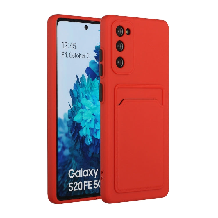 For Samsung Galaxy S20 FE Card Slot Design Shockproof TPU Protective Case(Red) - Samsung Accessories by buy2fix | Online Shopping UK | buy2fix