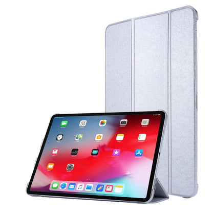 For iPad Air 13 2025 / 2024 / iPad Pro 12.9 2022 / 2021 Silk Texture Three-fold Horizontal Flip Leather Tablet Case with Holder & Pen Slot(Silver) - iPad Pro 12.9 (2022/2021) Cases by buy2fix | Online Shopping UK | buy2fix