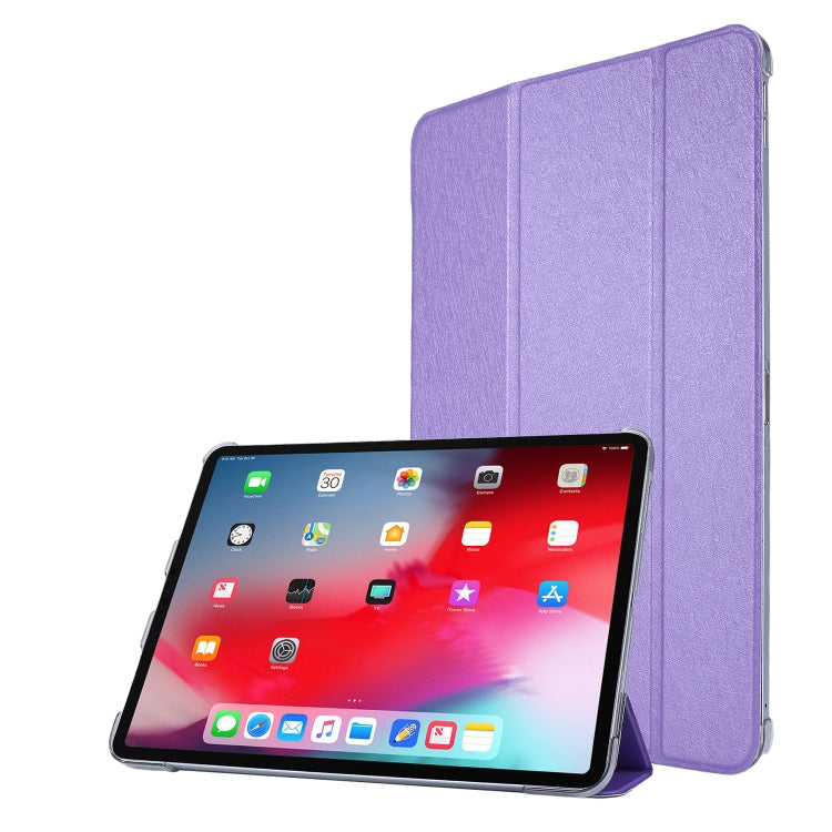 For iPad Air 13 2025 / 2024 / iPad Pro 12.9 2022 / 2021 Silk Texture Three-fold Horizontal Flip Leather Tablet Case with Holder & Pen Slot(Purple) - iPad Pro 12.9 (2022/2021) Cases by buy2fix | Online Shopping UK | buy2fix