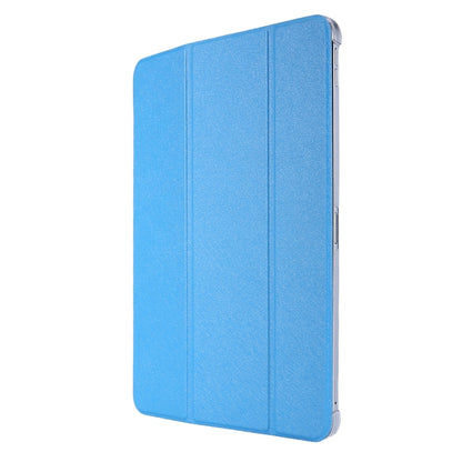 For iPad Air 13 2025 / 2024 / iPad Pro 12.9 2022 / 2021 Silk Texture Three-fold Horizontal Flip Leather Tablet Case with Holder & Pen Slot(Sky Blue) - iPad Pro 12.9 (2022/2021) Cases by buy2fix | Online Shopping UK | buy2fix