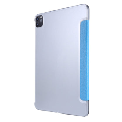 For iPad Air 13 2025 / 2024 / iPad Pro 12.9 2022 / 2021 Silk Texture Three-fold Horizontal Flip Leather Tablet Case with Holder & Pen Slot(Sky Blue) - iPad Pro 12.9 (2022/2021) Cases by buy2fix | Online Shopping UK | buy2fix