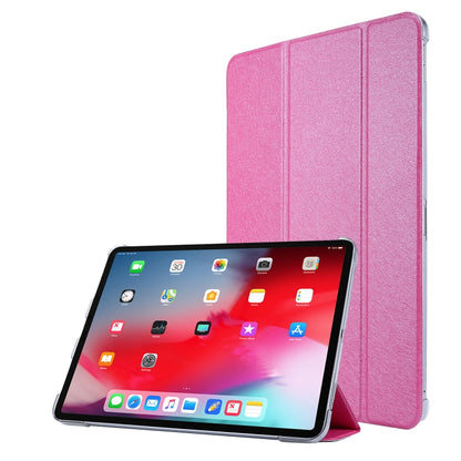 For iPad Air 13 2025 / 2024 / iPad Pro 12.9 2022 / 2021 Silk Texture Three-fold Horizontal Flip Leather Tablet Case with Holder & Pen Slot(Rose Red) - iPad Pro 12.9 (2022/2021) Cases by buy2fix | Online Shopping UK | buy2fix