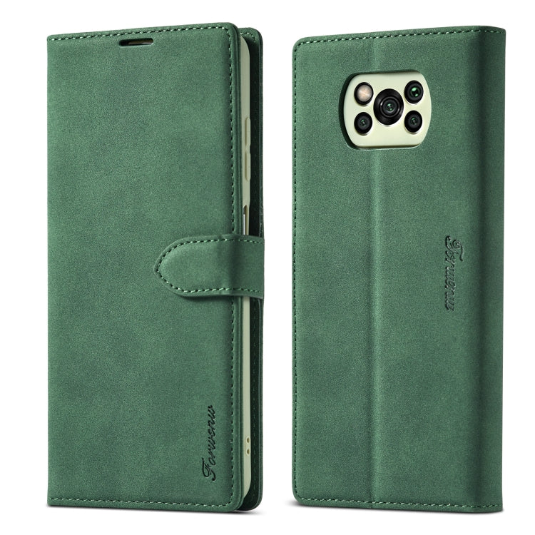 For Xiaomi Poco X3 / X3 NFC / X3 Pro Forwenw F1 Series Matte Strong Magnetism Horizontal Flip Leather Case with Holder & Card Slots & Wallet & Photo Frame(Green) - Xiaomi Cases by Forwenw | Online Shopping UK | buy2fix