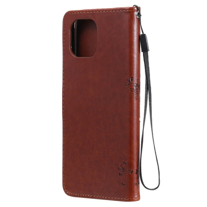 For Xiaomi Mi 11 Lite 5G Tree & Cat Pattern Pressed Printing Horizontal Flip PU Leather Case with Holder & Card Slots & Wallet & Lanyard(Coffee) - Xiaomi Cases by Diaobaolee | Online Shopping UK | buy2fix