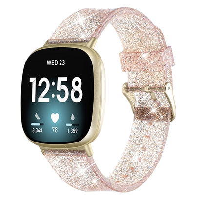 For Fitbit Versa 3 Glitter Powder Silicone Watch Band(Rose Gold) - Watch Bands by buy2fix | Online Shopping UK | buy2fix