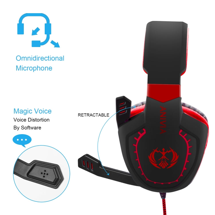 Anivia AH28 3.5mm Stereo Sound Wired Gaming Headset with Microphone(Black Red) - Multimedia Headset by SADES | Online Shopping UK | buy2fix