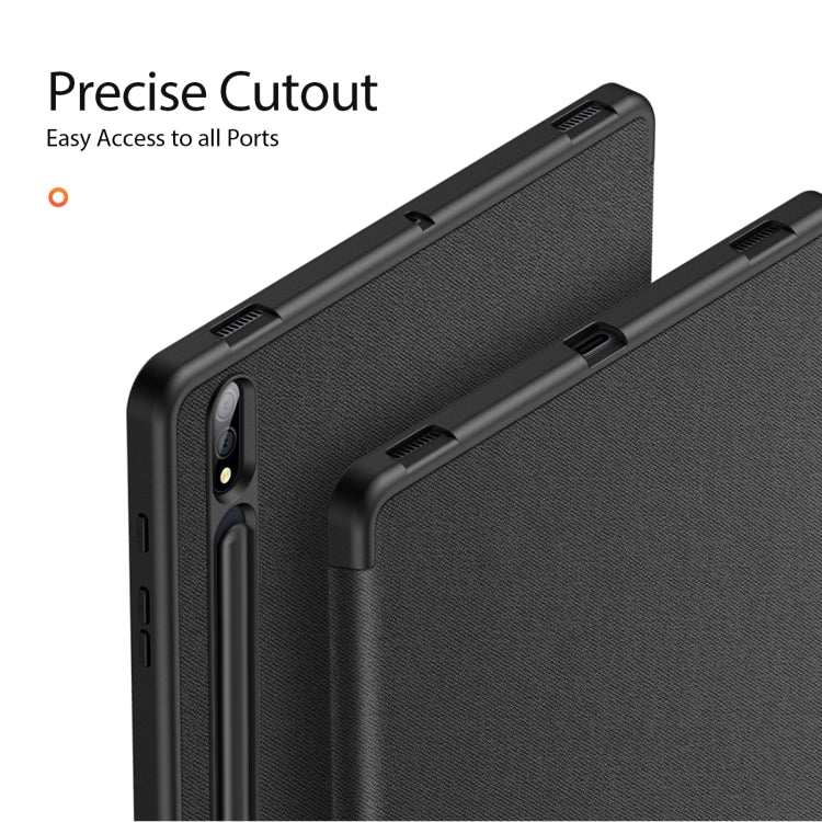 For Samsung Galaxy Tab S8+ / Tab S8 Plus /  Tab S7 FE / Tab S7+ DUX DUCIS Domo Series Horizontal Flip Magnetic PU Leather Case with Three-folding Holder & Wake-up / Sleep Function(Black) - Galaxy Tab S8+ Cases by DUX DUCIS | Online Shopping UK | buy2fix