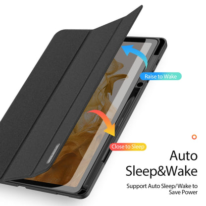 For Samsung Galaxy Tab S8+ / Tab S8 Plus /  Tab S7 FE / Tab S7+ DUX DUCIS Domo Series Horizontal Flip Magnetic PU Leather Case with Three-folding Holder & Wake-up / Sleep Function(Black) - Galaxy Tab S8+ Cases by DUX DUCIS | Online Shopping UK | buy2fix