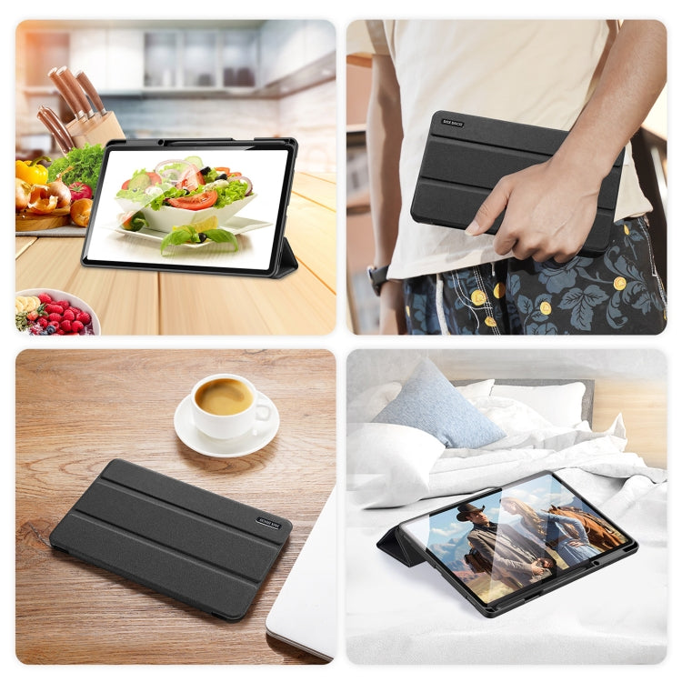 For Samsung Galaxy Tab S8+ / Tab S8 Plus /  Tab S7 FE / Tab S7+ DUX DUCIS Domo Series Horizontal Flip Magnetic PU Leather Case with Three-folding Holder & Wake-up / Sleep Function(Black) - Galaxy Tab S8+ Cases by DUX DUCIS | Online Shopping UK | buy2fix