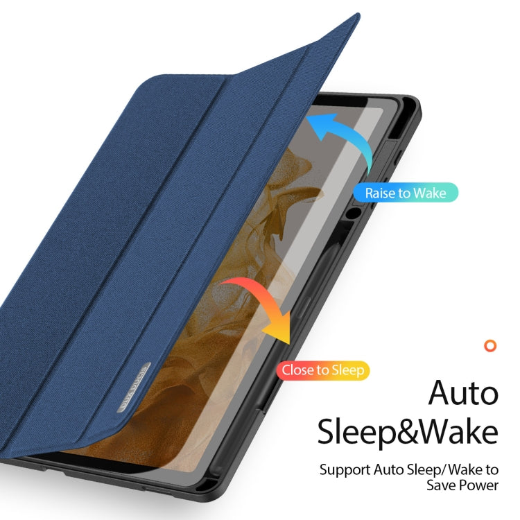 For Samsung Galaxy Tab S8+ / Tab S8 Plus /  Tab S7 FE / Tab S7+ DUX DUCIS Domo Series Horizontal Flip Magnetic PU Leather Case with Three-folding Holder & Wake-up / Sleep Function(Blue) - Galaxy Tab S8+ Cases by DUX DUCIS | Online Shopping UK | buy2fix