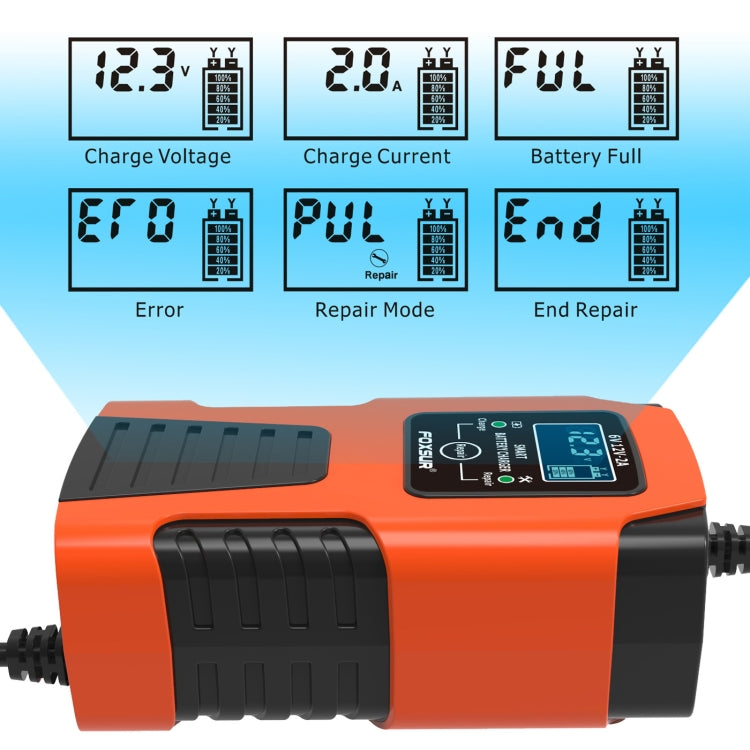 FOXSUR 2A / 6V / 12V Car / Motorcycle 3-stage Full Smart Battery Charger, Plug Type:UK Plug(Red) - In Car by FOXSUR | Online Shopping UK | buy2fix