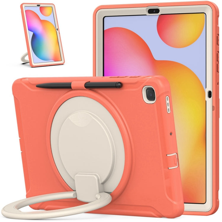 Shockproof TPU + PC Protective Case with 360 Degree Rotation Foldable Handle Grip Holder & Pen Slot For Samsung Galaxy Tab S6 Lite 10.4 inch P610(Living Coral) - Tab S6 Lite P610 / P615 by buy2fix | Online Shopping UK | buy2fix