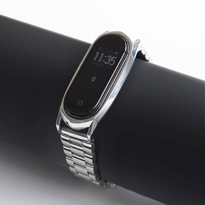 For Xiaomi Mi Band 6 / 5 / 4 / 3 Mijobs Three Beads Metal GT Stainless Steel Watch Band(Black) - Watch Bands by MIJOBS | Online Shopping UK | buy2fix