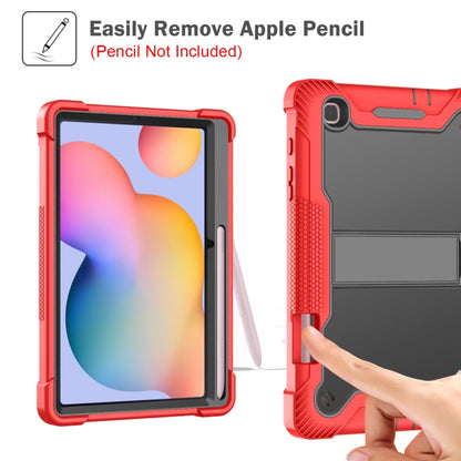 For Samsung Galaxy Tab S6 Lite Silicone + PC Shockproof Protective Case with Holder(Red + Black) - Tab S6 Lite P610 / P615 by buy2fix | Online Shopping UK | buy2fix