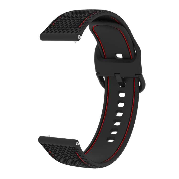 20mm For Samsung Galaxy Watch Active 2 Two-color Stitching Silicone Watch Band(Black+Red Line) - Watch Bands by buy2fix | Online Shopping UK | buy2fix