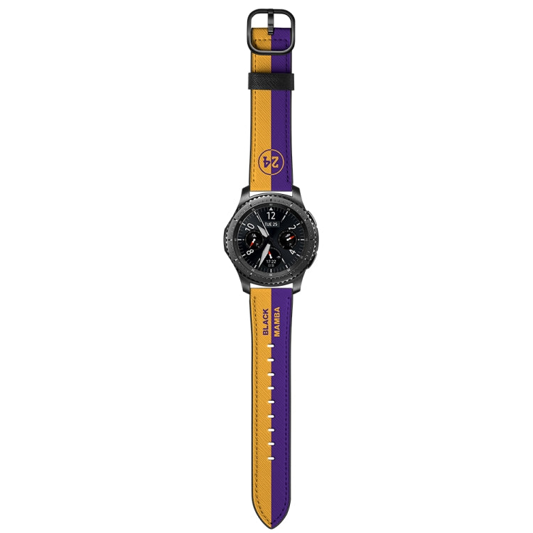 22mm For Xiaomi Haylou RT RS3 LS04 / LS05S Universal Printed Leather Watch Band(Yellow Purple Stripes) - Watch Bands by MIJOBS | Online Shopping UK | buy2fix