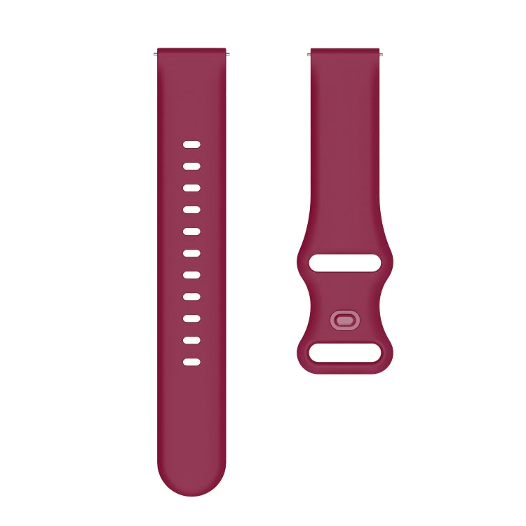 20mm For Amazfit GTS4 / GTS4 mini / GTS3 Universal Inner Back Buckle Perforation Silicone Watch Band(Wine Red) - Watch Bands by MIJOBS | Online Shopping UK | buy2fix