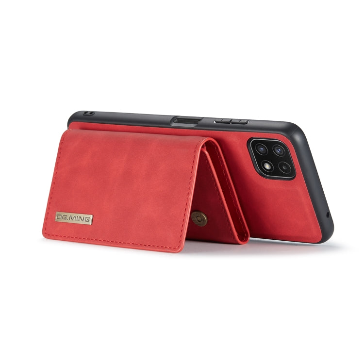 For Samsung Galaxy A22 5G DG.MING M1 Series 3-Fold Multi Card Wallet  Back Cover Shockproof Case with Holder Function(Red) - Galaxy Phone Cases by DG.MING | Online Shopping UK | buy2fix