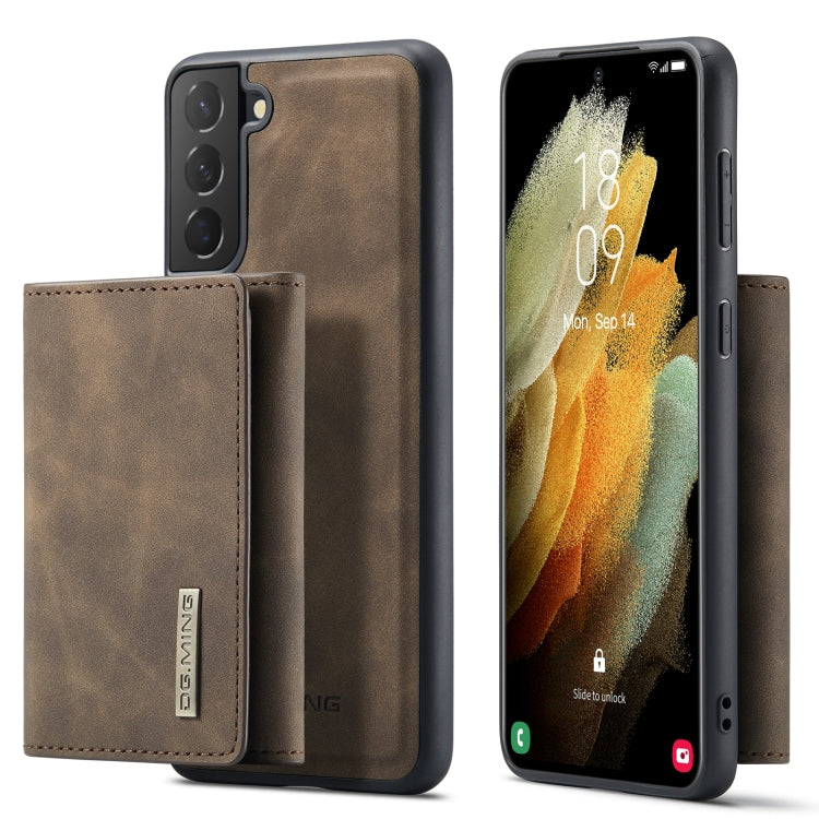 For Samsung Galaxy S21 DG.MING M1 Series 3-Fold Multi Card Wallet  Back Cover Shockproof Case with Holder Function(Coffee) - Galaxy Phone Cases by DG.MING | Online Shopping UK | buy2fix