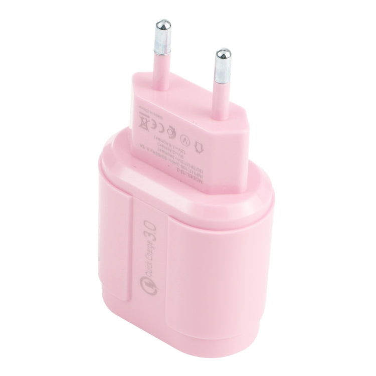 13-3 QC3.0 Single USB Interface Macarons Travel Charger, EU Plug(Pink) - Mobile Accessories by buy2fix | Online Shopping UK | buy2fix