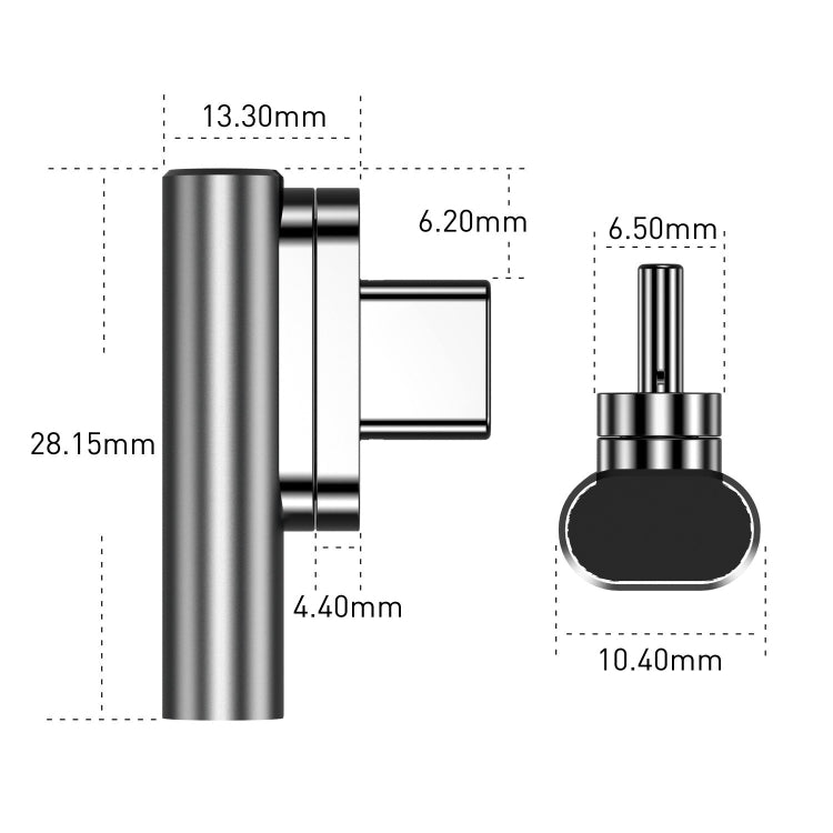 100W USB-C / Type-C Female to 20 Pin Magnetic USB-C / Type-C Male Elbow Adapter(Dark Gray) - Cable & Adapter by buy2fix | Online Shopping UK | buy2fix