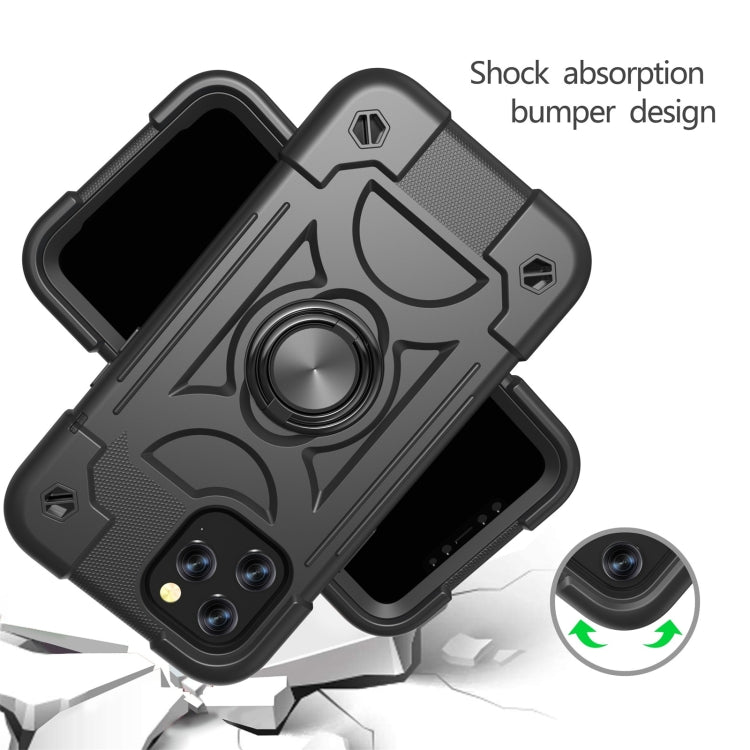 For iPhone 12 / 12 Pro Shockproof Silicone + PC Protective Case with Dual-Ring Holder(Black) - iPhone 12 / 12 Pro Cases by buy2fix | Online Shopping UK | buy2fix