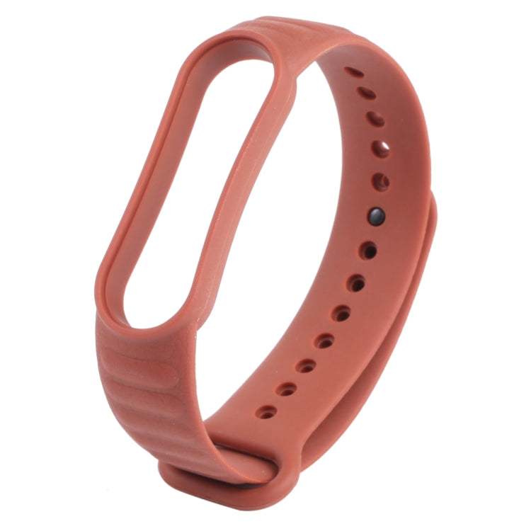 For Xiaomi Mi Band 6 / 5 Universal Silicone Leather Texture Watch Band(Light Brown) - Watch Bands by MIJOBS | Online Shopping UK | buy2fix