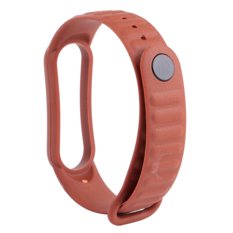 For Xiaomi Mi Band 6 / 5 Universal Silicone Leather Texture Watch Band(Light Brown) - Watch Bands by MIJOBS | Online Shopping UK | buy2fix