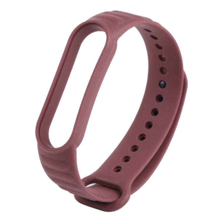 For Xiaomi Mi Band 6 / 5 Universal Silicone Leather Texture Watch Band(Wine Red) - Watch Bands by MIJOBS | Online Shopping UK | buy2fix